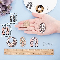 ヒョウ柄のイヤリング作りキット  プリントデ酢酸セルロース（樹脂）ペンダントを含む  鉄の丸カンと真鍮のピアスフック  ミックスカラー  ペンダント：12個/箱&nbsp;DIY-SC0012-002