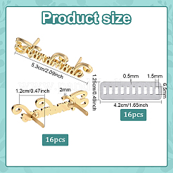 合金製手作りラベルタグ16セット  シム付き  製袋用  言葉  ゴールドカラー  12x53x2mm&nbsp;FIND-PH0060-38G