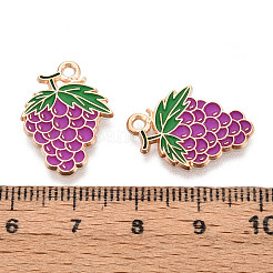 フルーツ合金エナメルペンダント  ライトゴールド  ブドウ  21x15x1mm  穴：1.6mm&nbsp;ENAM-T022-32I