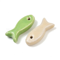 手作りの陶器ビーズ  魚  光沢釉の磁器  ミックスカラー  24~27x10.5~12x6~7mm  穴：1.8~2mm&nbsp;PORC-Z007-01