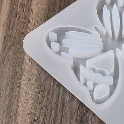蝶の模様の長方形の DIY ペンダント シリコン型  UVレジン用  エポキシ樹脂工芸品作り  ホワイト  134x242x6.5mm  内径：60~62x58~108mm&nbsp;DIY-G114-04