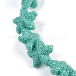 合成サンゴ染め彫刻ビーズ連売り  ヒトデ  ターコイズ  10~11x10x5.5mm  穴：0.8mm  約31個/連  10.04''（25.5センチメートル）&nbsp;CORA-K009-06A-05