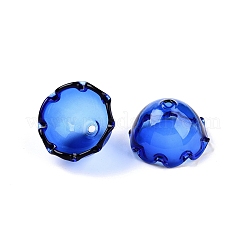 風鈴作り用のガラスビーズコーン  マルチ花弁  花  ミディアムブルー  21~24.5x13mm  穴：2mm&nbsp;GLAA-D002-02F