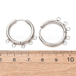 304ステンレススチールフープピアス金具  ラウンド  5ループ付き  長持ちメッキ  ステンレス鋼色  22.5x24x2.5mm  穴：1.8mm&nbsp;STAS-D183-02C-P