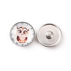 真鍮製ジュエリースナップボタン  ガラスカボション付き  フラットラウンド  番号模様  18.5x9.5mm  ノブ：6mm&nbsp;BUTT-WH0028-01Q