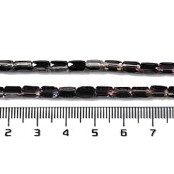 電気メッキガラスビーズセット  半分メッキ  多面カット  コラム  ブラック  6.5x4mm  穴：0.8mm  約80個/連  20.08''（51センチメートル）&nbsp;GLAA-Q101-02A-HP04