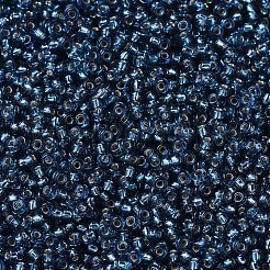 MIYUKIラウンドロカイユビーズ  日本製シードビーズ  11/0  （rr1445)染色銀裏地ブルージルコン  2x1.3mm  穴：0.8mm  約50000個/ポンド&nbsp;SEED-G007-RR1445