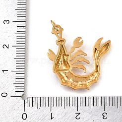 304ステンレススチールエナメルペンダント  丸カン付き  ゴールドカラー  エビのチャーム  28.5x25x4.5mm  穴：4.5mm&nbsp;STAS-I365-05G-01