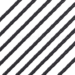 5m 編み込みラウンド PU レザー ジュエリー コード  編組ロープ  ブラック  4.5mm&nbsp;OCOR-GF0004-96A-01