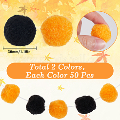 ハロウィン DIY 人形 クラフト ポンポン 糸 ポンポンボール 100個 2色  ミックスカラー  30mm  50個/カラー&nbsp;AJEW-SC0003-18