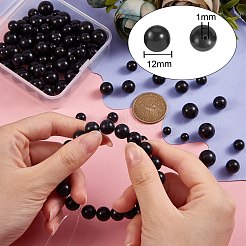 120個4スタイルの合成ブラックストーンビーズ連売り  ラウンド  6~12mm  穴：0.9~1mm  30個/スタイル&nbsp;G-SZ0001-24