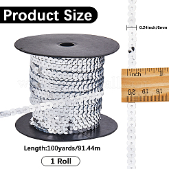 プラスチックスパンコールビーズ  スパンコールビーズ  装飾アクセサリー  フラットラウンド  ゲインボロ  6mm  100ヤード/ロール&nbsp;FIND-WH20002-34A