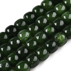 染め加工天然石ホワイトジェイドビーズ連売り  バレルビーズ  グリーン  10x8.5~9mm  穴：1mm  約43~45個/連  14.76~15.6''（37.5~39センチメートル）&nbsp;G-T138-S06