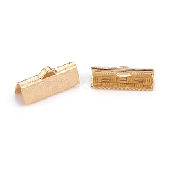 304ステンレススチールリボンカシメエンドパーツ  ゴールドカラー  8x15x5mm  穴：1.5x0.5mm&nbsp;STAS-P249-27C-G