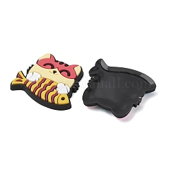 塩ビカボション  猫が魚を食べる  ミックスカラー  26x29.5x3~3.5mm&nbsp;KY-K016-02