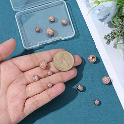 12個3スタイル真鍮製マイクロパヴェキュービックジルコニアビーズ  ラウンド  ローズゴールド  6~10.5mm  穴：1.4~2mm  4個/スタイル&nbsp;KK-PH0004-88RG