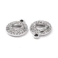 合金クリスタルラインストーンペンダント  フラットラウンドのチャーム  プラチナ  17x14x4mm  穴：2mm&nbsp;ALRI-H004-20P