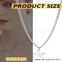 304ステンレススチールレターペンダントネックレス1個  ステンレス鋼色  鉛フリー＆ニッケルフリー＆カドミウムフリー  文字m  15.16インチ（38.5cm）〜16.54インチ（42cm）  文字：1mm&nbsp;NJEW-LP0001-33M-P