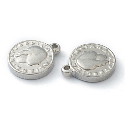変色しない304ステンレススチールチャーム  イタリア語でフラットラウンド  ステンレス鋼色  12x10x2mm  穴：1.2mm&nbsp;LS-STAS-O145-15P