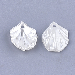 アクリル模造パールのペンダント  葉  アイボリー  17x15x4.5mm  穴：2mm&nbsp;X-OACR-T016-01A