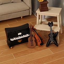樹脂製楽器ミニチュア装飾品  マイクロランドスケープドールハウスアクセサリー  ピアノ、ギター、チェロ、ウクレレ  ミックスカラー  22~41x13~40mm&nbsp;PW-WG6CCBD-01