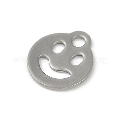 変色しない201ステンレススチールチャーム  笑顔とフラットラウンド  ステンレス鋼色  11.5x10x1mm  穴：1.8mm&nbsp;STAS-C108-37P