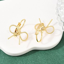 蝶結びの真鍮フレンチフックピアス  ニッケルフリー  18KGP本金メッキ  24x19mm&nbsp;EJEW-A150-04A-G