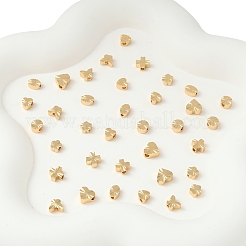 35個7スタイル真鍮ビーズ  18KGP本金メッキ  混合図形  4.5~6x4~6x2~3mm  穴：1.2~1.8mm  5個/スタイル&nbsp;KK-FS0001-69