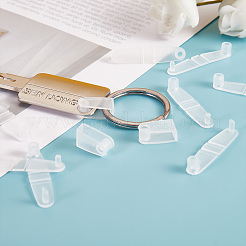 50 個バッジストラップクリップホワイトキーチェーンコネクタプラスチックキーホルダークリップカードホルダー  ひも  キーリング  IDバッジホルダーストラップ  透明  35x8mm&nbsp;JX291A