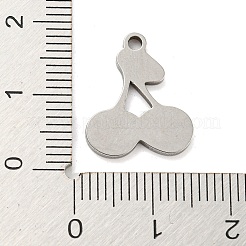変色しない304ステンレススチールペンダント  チェリーチャーム  ステンレス鋼色  17x14x1.5mm  穴：1.8mm&nbsp;STAS-G318-09P