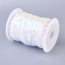 プラスチックpaillette弾性ビーズ  スパンコールビーズ  装飾アクセサリー  3列パレットロール  フラットラウンド  カラフル  25x1.5mm  10 m /ロール&nbsp;PVC-WH0003-A01