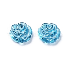 メッキクリアアクリルビーズ  ライン入り  ローズ  ドジャーブルー  13.5x14x4.5~5mm  穴：1.6mm  約950個/500g&nbsp;OACR-G016-09O