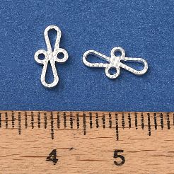 真鍮製コネクタチャーム  鉛フリー＆カドミウムフリー  テクスチャーフラワーリンク  925銀メッキ  10x5x1mm  穴：1mm&nbsp;KK-K383-28S