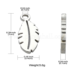 304ステンレススチールチャーム  羽  ステンレス鋼色  10x4x1mm  穴：1mm&nbsp;STAS-CJC0008-09P