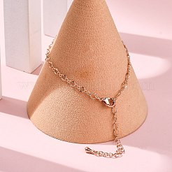 女性用ラックメッキ真鍮カーブチェーンブレスレット  カドミウムフリー＆鉛フリー  901ステンレススチール留め具  ローズゴールド  5-7/8x1/8インチ（15x0.3cm）&nbsp;BJEW-G735-16RG