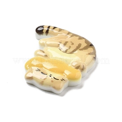 オペーク樹脂カボション  猫  ライトカーキ  32x29.5x5.5mm&nbsp;CRES-I041-01D