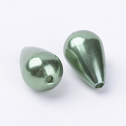 ABSプラスチック模造パール  ドロップ  濃い緑  16x10mm  穴：1.5~2mm  約600個/ポンド&nbsp;MACR-G003-9