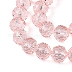 クリアガラスビーズ連売り  ファセット（96ファセット）  ラウンド  ミスティローズ  8mm  穴：1mm  約68~70個/連  20.47~21.06インチ（52~53.5cm）&nbsp;GLAA-R095-8mm-35
