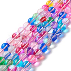 合成ムーンストーンビーズ連売り  ラウンド  カラフル  10mm  穴：1mm  約37~39個/連  14.76''~14.96''（37.5~38センチメートル）&nbsp;G-E573-02C-33