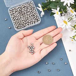 304ステンレススチールビーズ  中空ラウンド  ステンレス鋼色  5x4.5mm  穴：1.8mm  約200個/袋  2袋/箱&nbsp;STAS-UN0017-73P