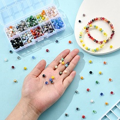 500個10色電気メッキガラスビーズ  多面カット  ロンデル  ミックスカラー  5.5x5mm  穴：1mm  50個/カラー&nbsp;EGLA-YW0001-81