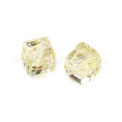 ガラス k9 ガラス  模造オーストリアクリスタルビーズ  多面カット  正方形  シャンパンイエロー  6x6x6mm  穴：1mm&nbsp;GLAA-H024-14A-17