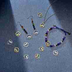 DIYジュエリー作りの発見キット  201個のステンレススチールチャームとリンクコネクタを含む  山とリング  ゴールデン·ステンレス鋼色  16個/箱&nbsp;STAS-SZ0002-45
