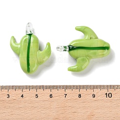 手作りランプワークペンダント  薄緑  35.5x30x9.5mm  穴：3.5mm&nbsp;LAMP-S068-01B