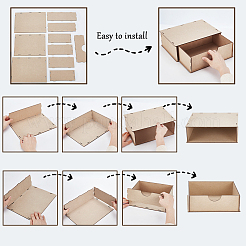 MDF 引き出し  収納ボックス  長方形  淡い茶色  200x270x91mm&nbsp;DIY-WH0622-329