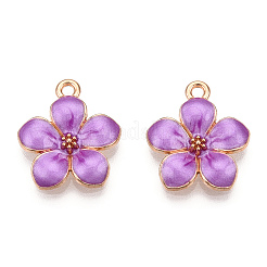 亜鉛合金エナメルペンダント  花  ゴールドカラー  蘭  16.5x14.5x2.5~3mm  穴：1.5mm&nbsp;X-PALLOY-I124-10G-D