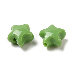 不透明なアクリルビーズ  スター  ライムグリーン  11x11.5x7mm  穴：2mm  約1245個/500g&nbsp;OACR-C016-30B