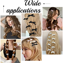 60個 3色リボン蝶結びワニ口ヘアクリップ  鉄製のヘアクリップ付き  ミックスカラー  29~41x49~52x9~10.5mm  20個/カラー&nbsp;PHAR-SC0001-007