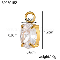 304ステンレススチールラインストーンチャーム  オーバル  イオンプレーティング（ip）  18KGP本金メッキ  ミックスカラー  12x6mm&nbsp;STAS-OY003-86G