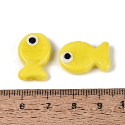 手作りランプワークビーズ  魚  きいろ  20~21x13~14x4.5~6mm  穴：1.2~1.8mm&nbsp;LAMP-N039-01B